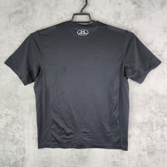 Mens Black Under Armour Fitted HeatGear Shirt Crew Neck Short Sleeve Size L - Picture 5 of 8